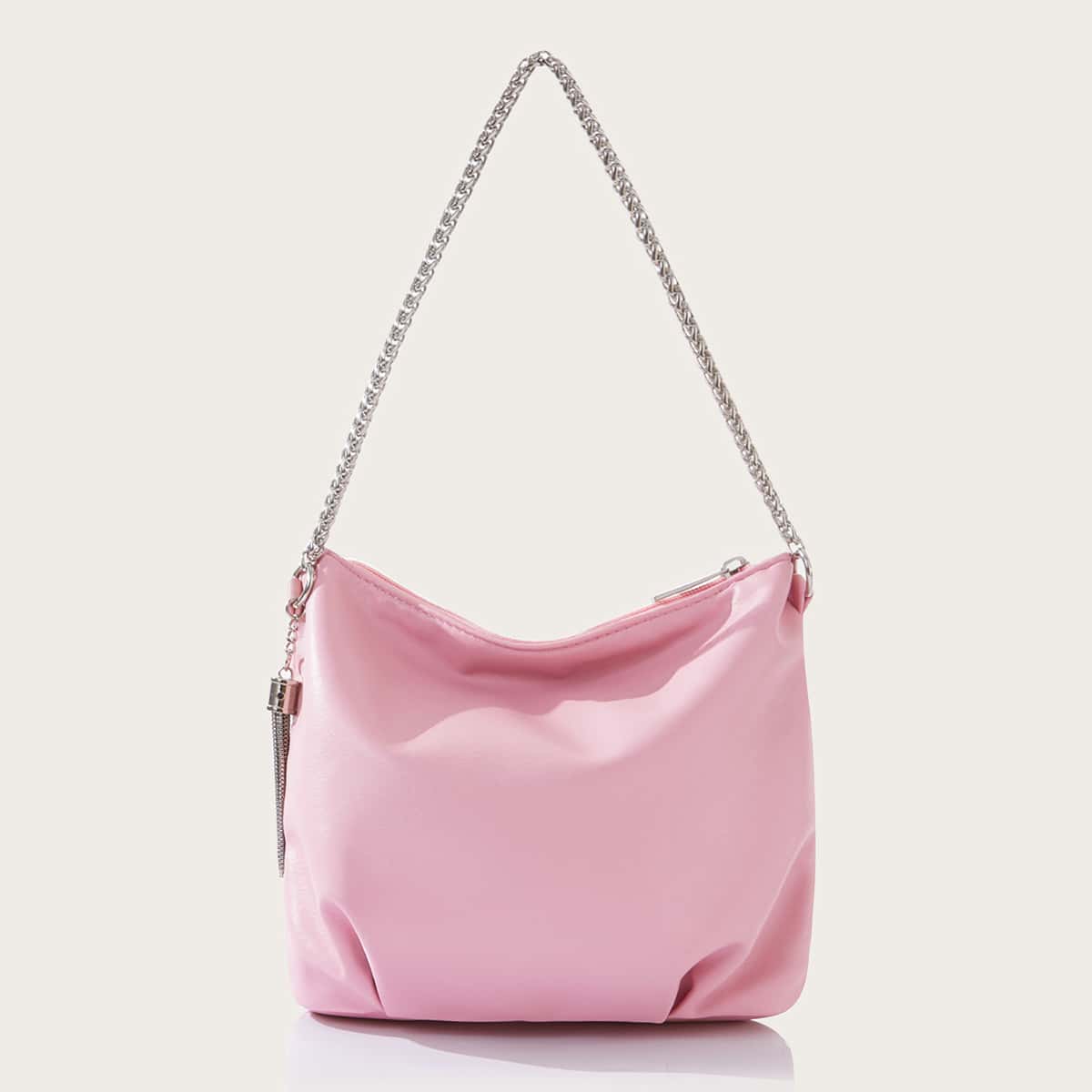 

Tassel Decor Ruched Bag, Pink