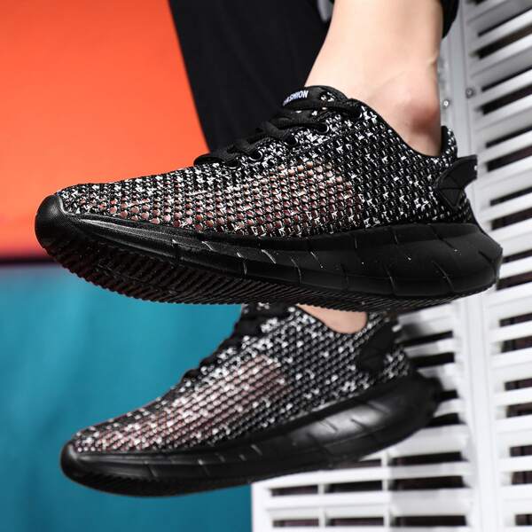 

Lace-up Front Breathable Sneakers, Black