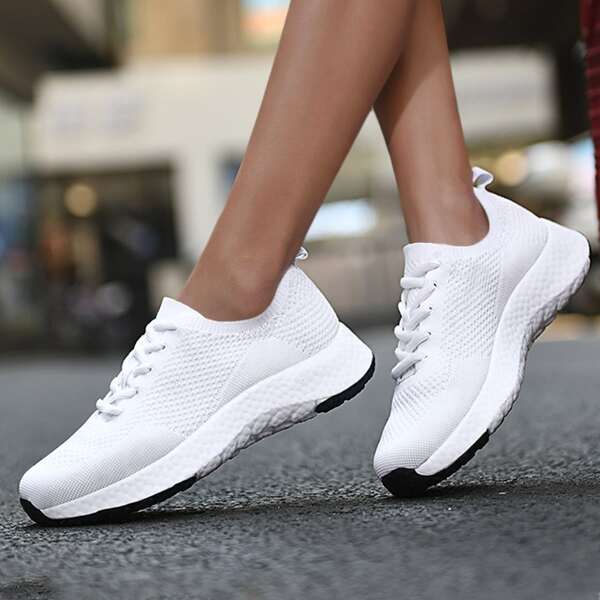 

Lace-up Front Running Shoes, White