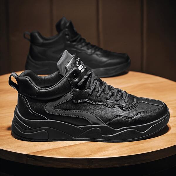 

Men Letter Graphic Lace Up Front Sneakers, Black