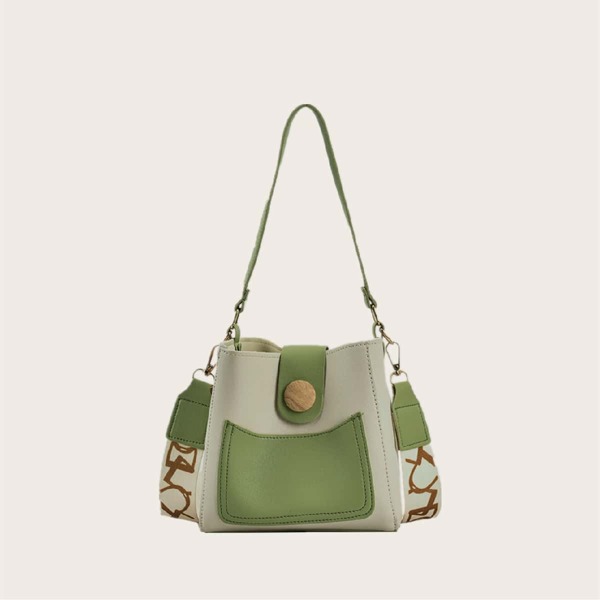 

Color Block Bucket Bag, Green