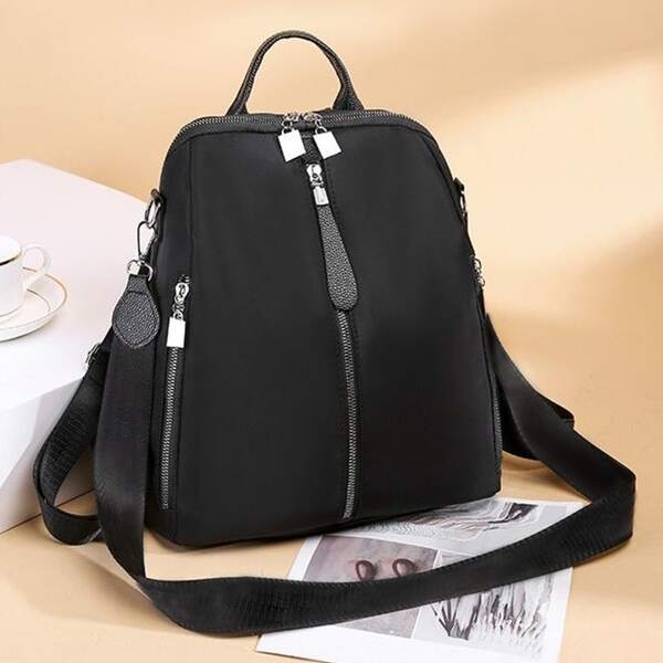 

Minimalist Zipper Front Backpack, Black