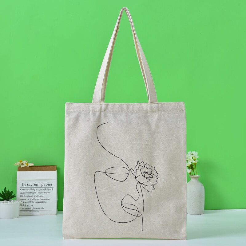 

Minimalist Figure Graphic Shopper Bag, Beige