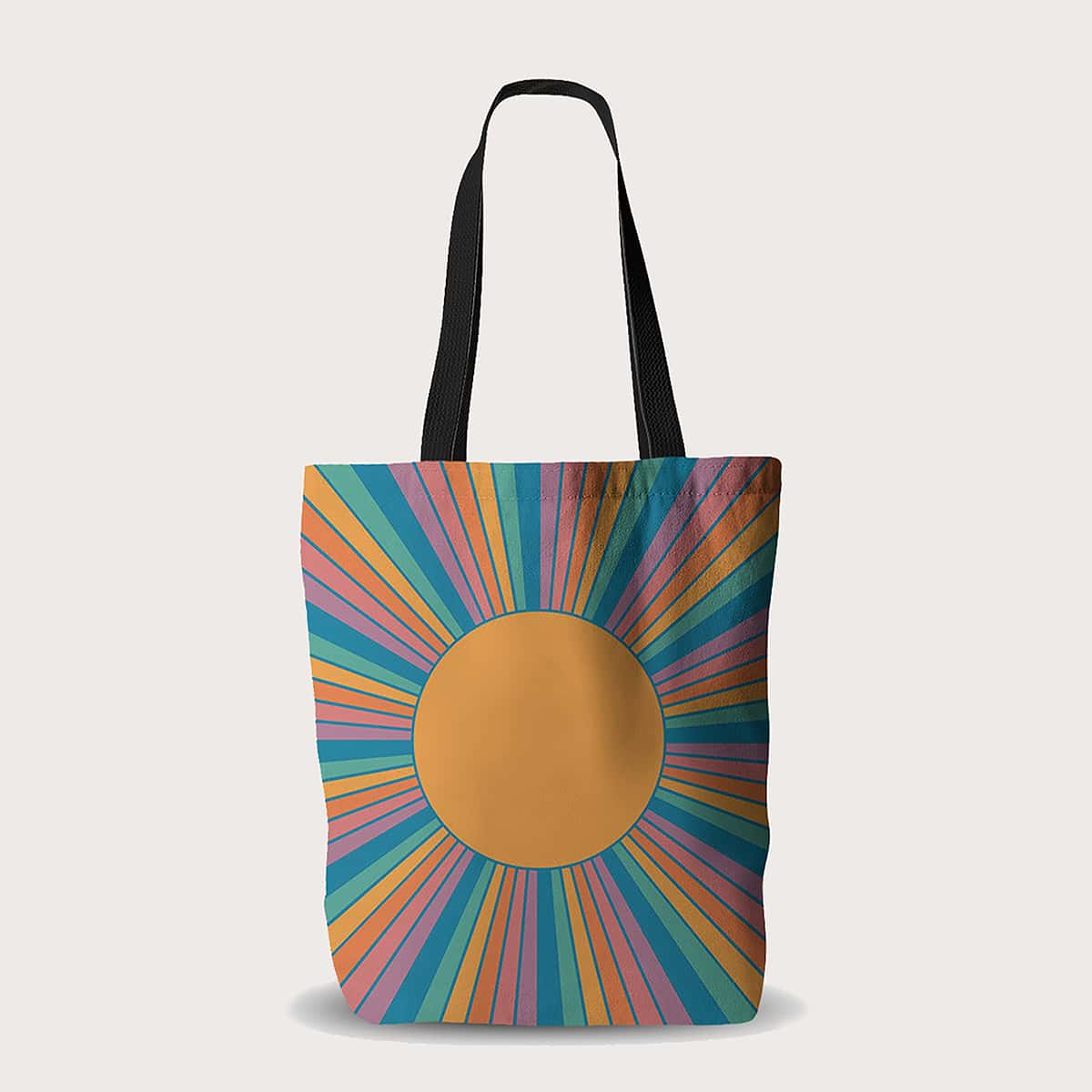 

Sun Pattern Tote Bag, Multicolor