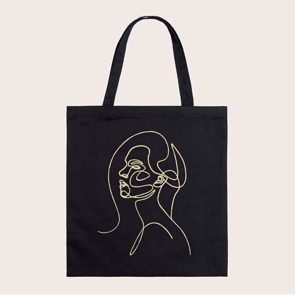 

Figure Graphic Shopper Bag, Black
