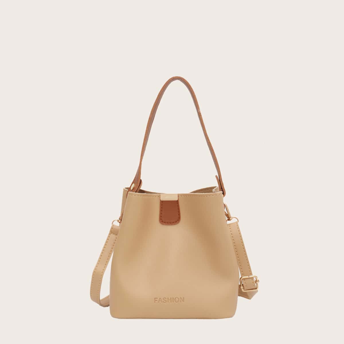

Letter Embossed Bucket Bag, Khaki
