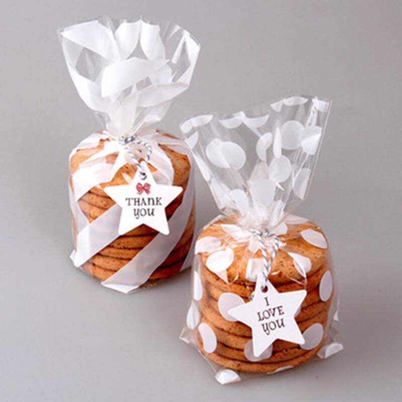 

100pcs Clear Baking Packaging Bag, White