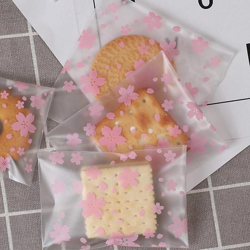 

100pcs Floral Pattern Baking Packaging Bag, Clear