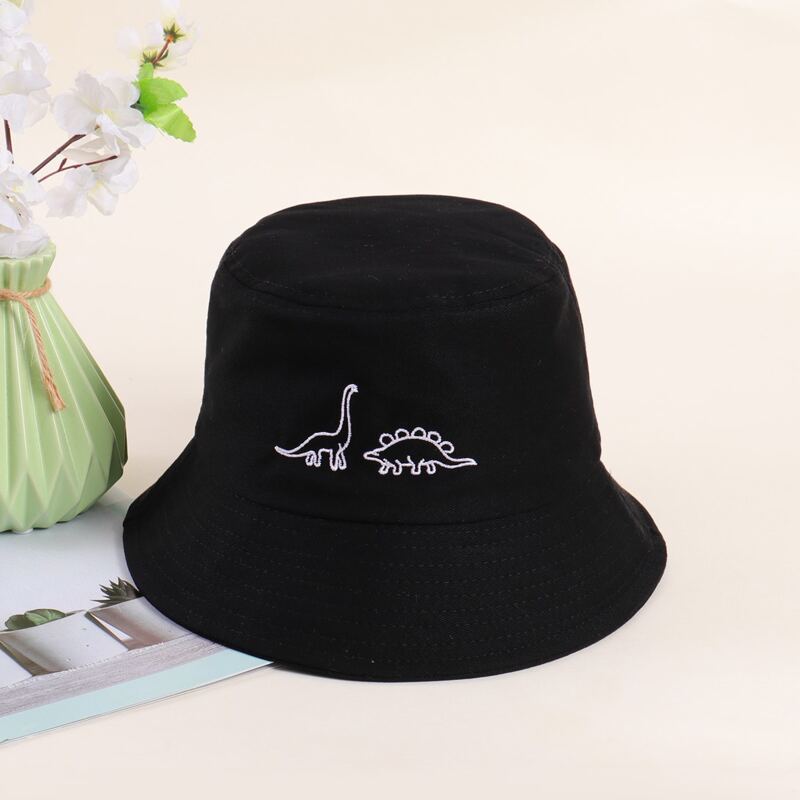 

Dinosaur Embroidery Bucket Hat, Black