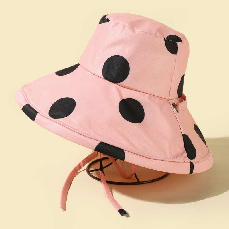 

Polka Dot Graphic Bucket Hat, Pink