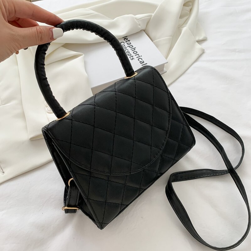 

Quilted Satchel Bag, Black