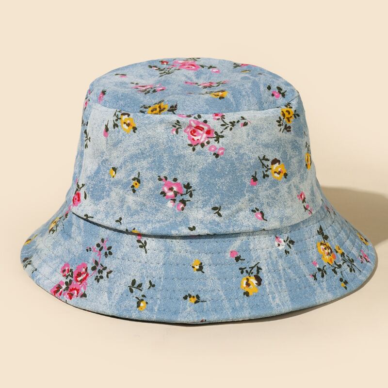 

Flower Pattern Bucket Hat, Blue