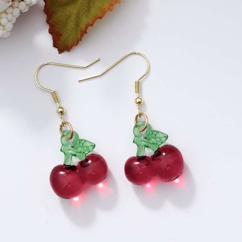 

Cherry Drop Earrings, Red