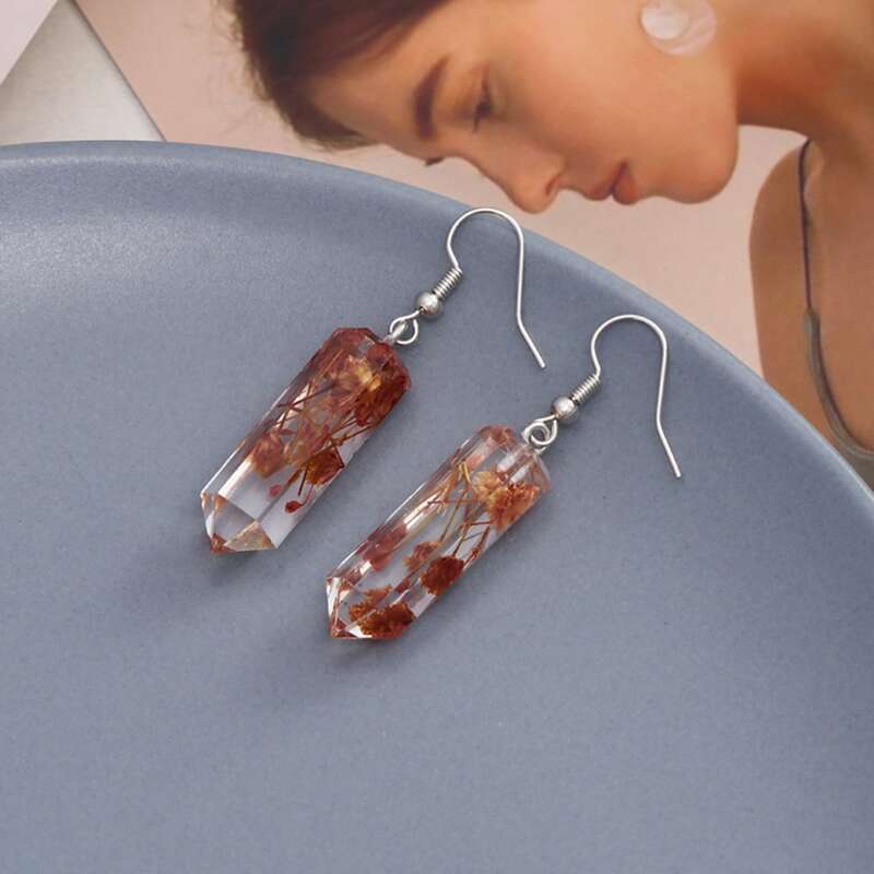 

Flower Drop Earrings, Red violet