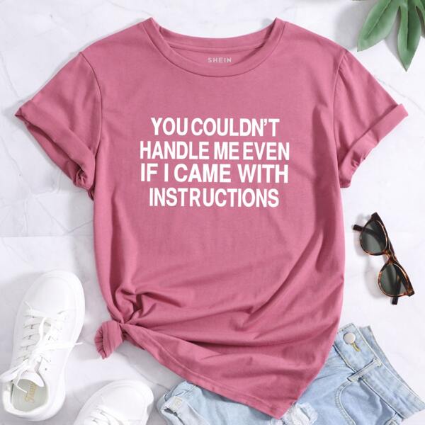 

Slogan Graphic Short Sleeve Tee, Dusty pink