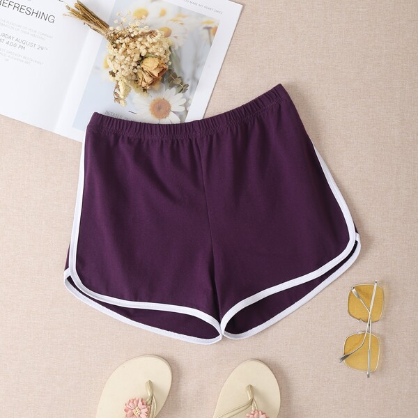 

Contrast Binding Track Shorts, Purple