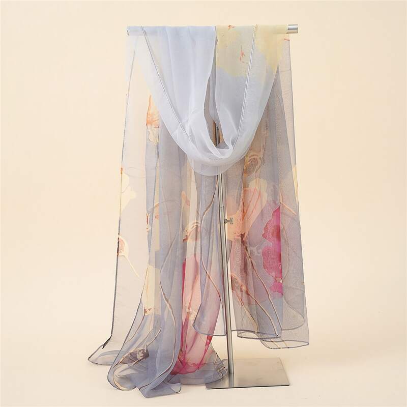 

Flower Pattern Scarf, Grey