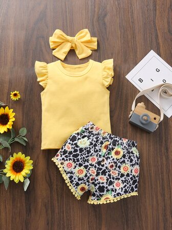 طقم رضّع الدانتيل منتفض رسم الزهر كاجوال