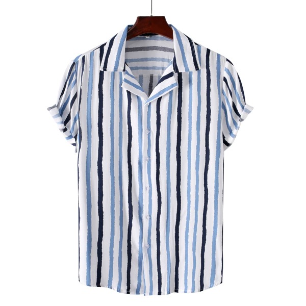 

Men Button Front Striped Shirt, Multicolor