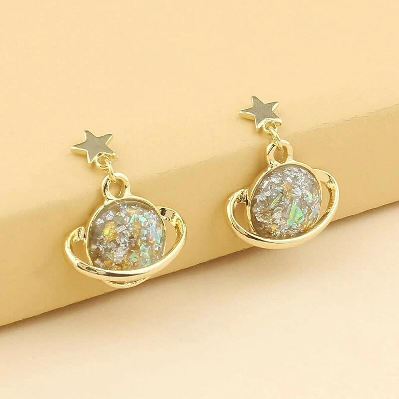 

Planet Drop Earrings, Gold