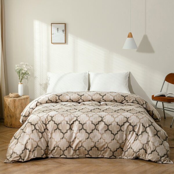 

Geometric Pattern Duvet Cover Without Filler, Light grey