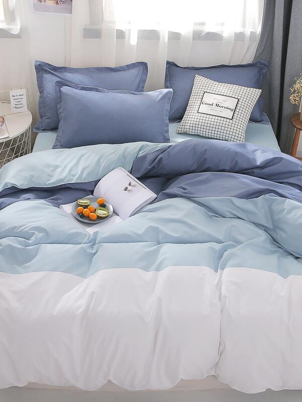 Color Block Bedding Set Without Filler SHEIN USA