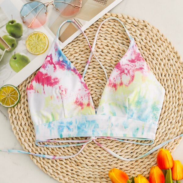 

Watercolor Smudge Pattern Tankini Top, Multicolor