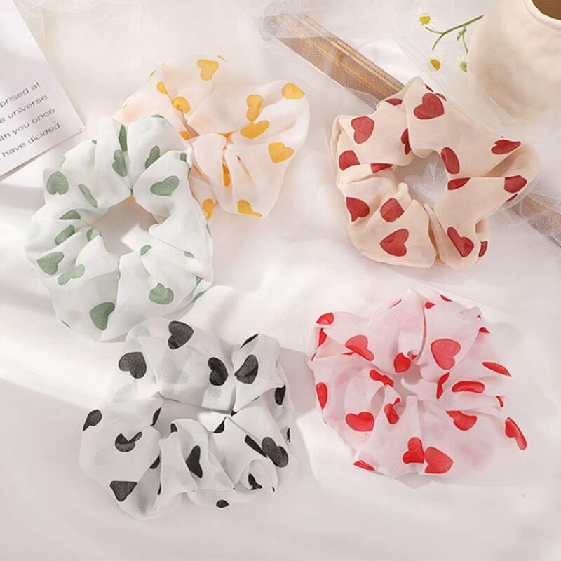 

1pc Random Heart Pattern Scrunchie, Multicolor