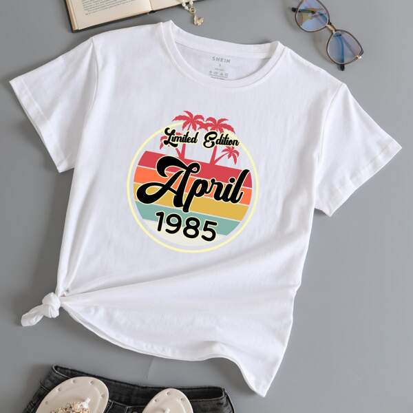 

Tropical & Letter Graphic Tee, White