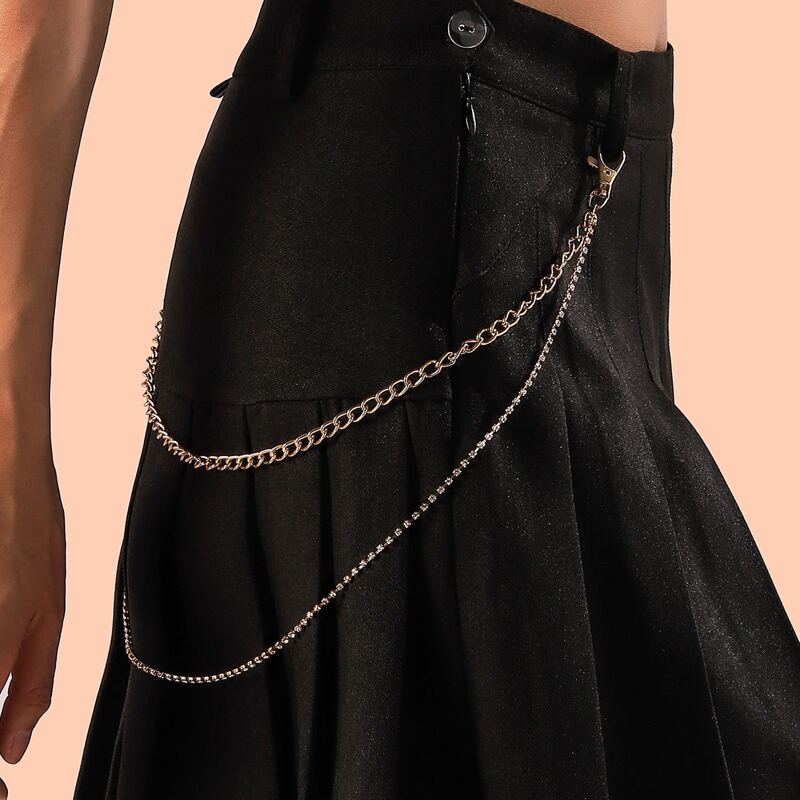 

Rhinestone Layered Pant Chain, Gold