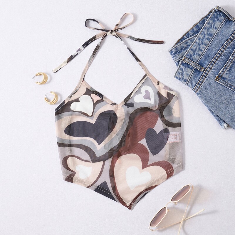 

Heart Graphic Halter Top, Multicolor