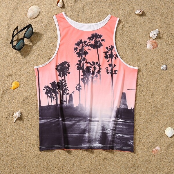 

Men Tropical Print Tank Top, Multicolor