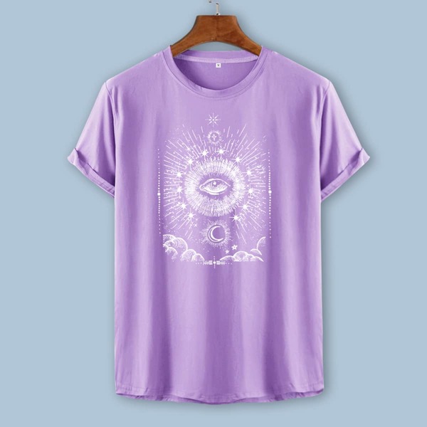 

Men Eye Print Tee, Mauve purple