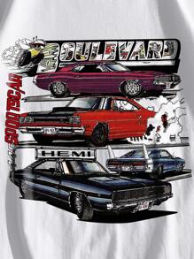 Manfinity 男士字母和汽車圖案T恤 - 白色 - 查看 3