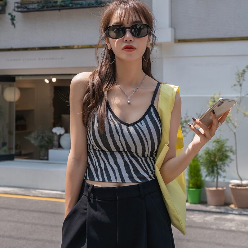 

Zebra Stripe Bralette, Black and white