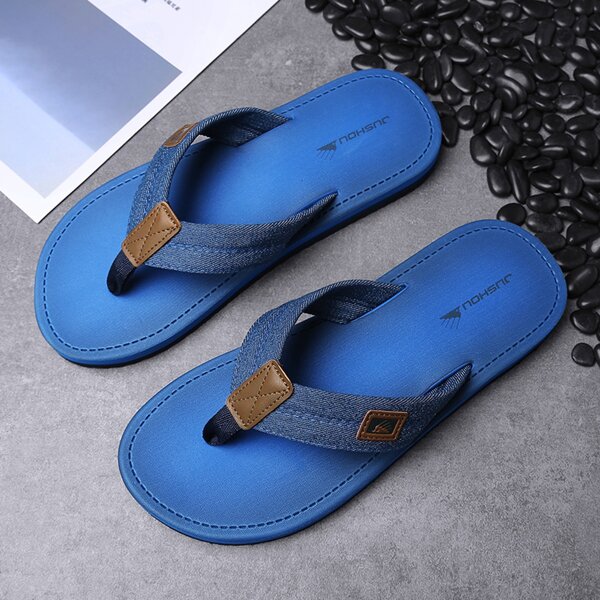 

Men Letter Graphic Flip Flops, Blue