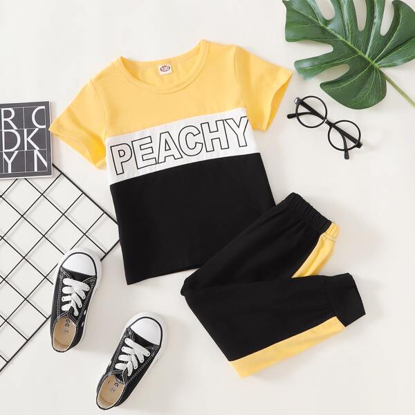 

Toddler Boys Colorblock Letter Graphic Tee & Sweatpants, Multicolor