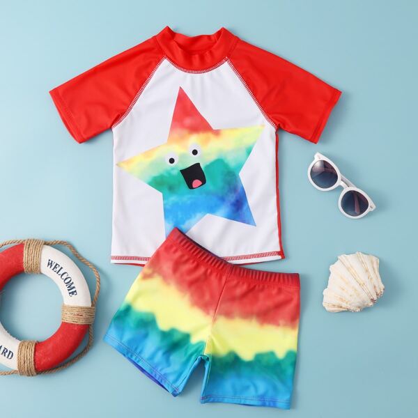 

Toddler Boys Star Print Two Piece Swimsuit, Multicolor