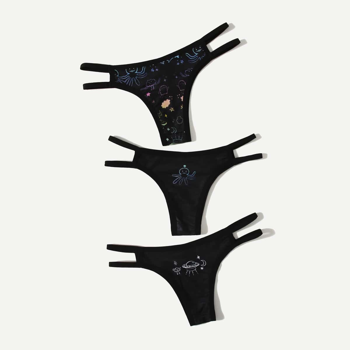 

3pack Space Panty Set, Multicolor