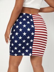 SHEIN Falda con estampado de bandera - Multicolor - Ver 2