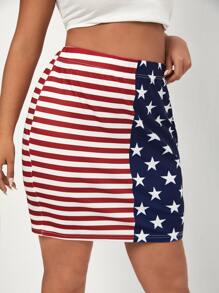 SHEIN Falda con estampado de bandera - Multicolor - Ver 4