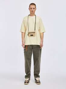 男士圓領落肩T恤 - 米色 - 查看 4