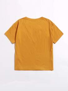 SHEIN EZwear 口号图案 T 恤 Beautiful Soul - 芥末黃 - 查看 2