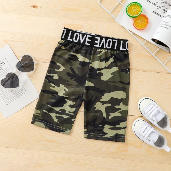 

Toddler Girls Letter Tape Camo Print Biker Shorts, Multicolor