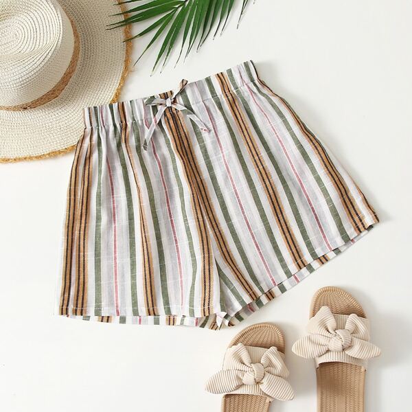 

Teen Girls Striped Knot Detail Shorts, Multicolor