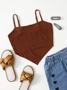 SHEIN Teen Girls Asymmetrical Hem Cami Top - Brown - View 1