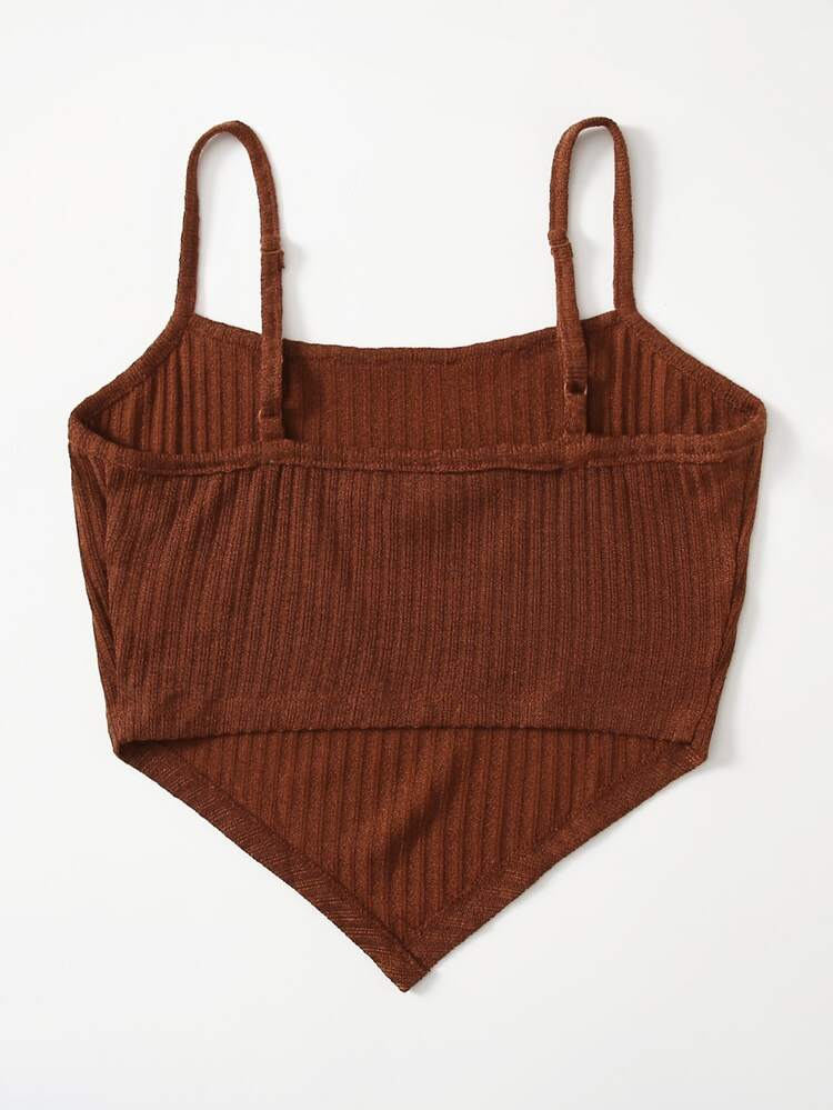 SHEIN Teen Girls Asymmetrical Hem Cami Top - Brown - View 2