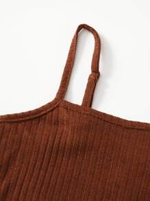 SHEIN Teen Girls Asymmetrical Hem Cami Top - Brown - View 4