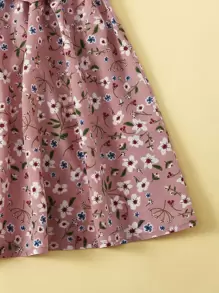 SHEIN 青少年女孩貝殼邊吊帶上衣和花卉圖案裙子套裝 - 白色 - 查看 4