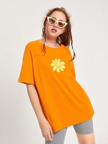 SHEIN Teen Girls Slogan Graphic Oversized Tee - Orange - View 6